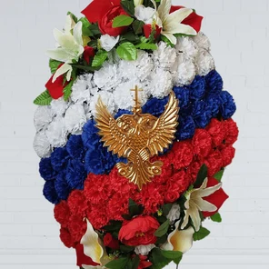 Траурный венок на похороны триколор с гербом 110 см