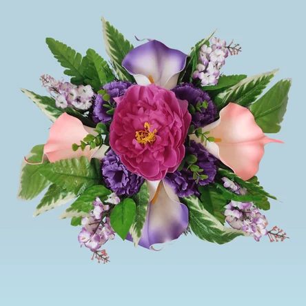 Траурный венок на похороны полянка фиолетово-розовая