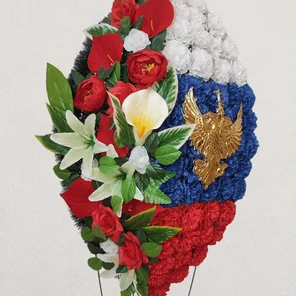 Траурный венок на похороны триколор половинка 110 см