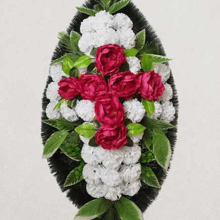 Ритуальный венок на похороны красный крест 110 см