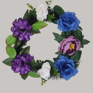 Траурный венок на похороны бескаркасный сине-фиолетовый