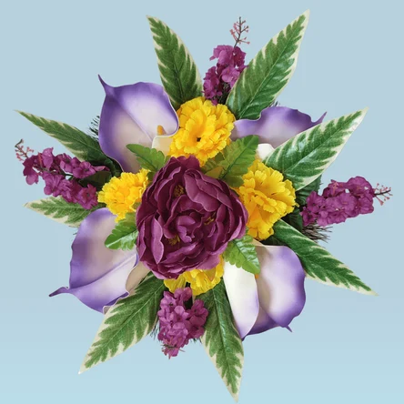 Ритуальный венок на похороны полянка фиолетово-желтая