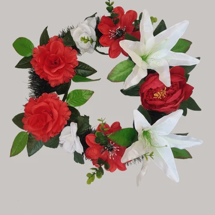 Венок на похороны бескаркасный красно-белый